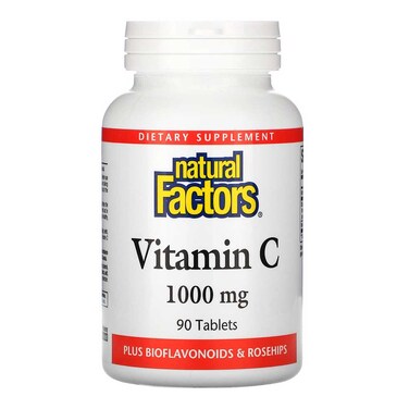 Natural Factors Vitamin C Plus Bioflavonoids &amp; Rosehips, 1000 mg, 90 Tablets