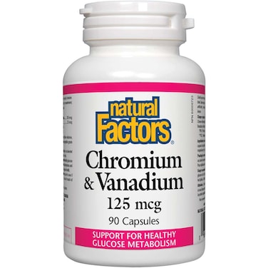 Natural Factors Chromium &amp; Vanadium, 125 mcg, 90 Capsules