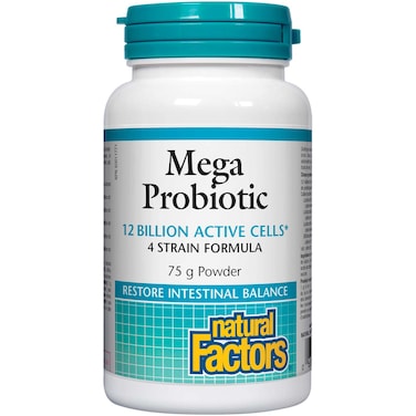 Natural Factors Mega Probiotic Powder, 12 Billion Active Cells, 75 Gm