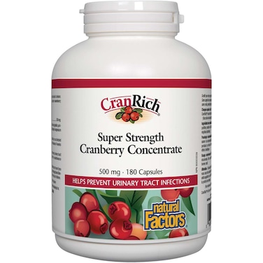 Natural Factors  Super Strength Cranberry Concentrate, 500 mg, 180 Capsules