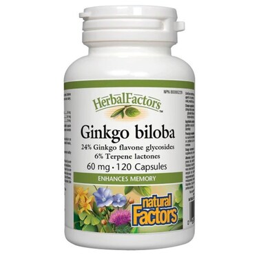 Natural Factors Ginkgo Biloba, 60 mg, 120 Capsules