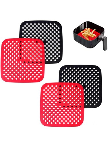 Silicone Air Fryer Liners 4 Pcs, Square Liners Reusable, 8.5 Inch Air Fryer Basket Accessories