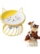 SYOSI Cat Food Dishes, Elevated Cat Food Bowl with Non Slip Metal Stand, Raised Pet Food and Water Bowl, Cat and Small Dog Bowl, Tilted Ceramic Cat Water Bowl, Dishwasher Safe (Yellow)