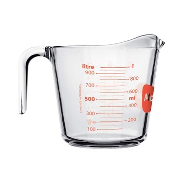 Glass Measuring Jug 1L, Durable Heat-Resistant Borosilicate Measuring Jug   Transparent Multi-Purpose Medium Glass Jug   Microwave, Freezer &amp; Dishwasher Safe