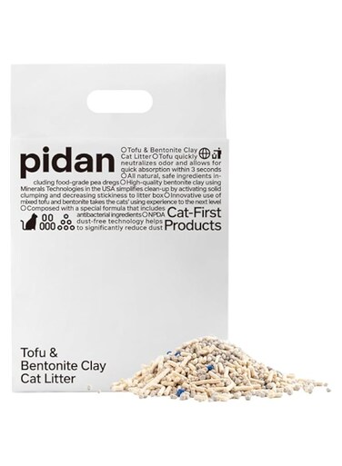 pidan Mix Cat Litter,Tofu Cat Litter with Bentonite,Absorbent and Fast Drying,Flushable Tofu Litter,Selected Quality Pea Dregs,5-Fold Water Absorption,Strong Clumping (5.3lb&times;1bag)