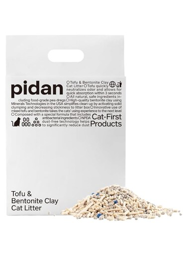 pidan Mix Cat Litter,Tofu Cat Litter with Bentonite,Absorbent and Fast Drying,Flushable Tofu Litter,Selected Quality Pea Dregs,5-Fold Water Absorption,Strong Clumping (5.3lb&times;1bag)