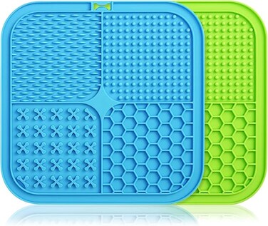 Licking pad mat for Dogs,2Pack Slow Feeder Dog Bowls,Boredom&amp;Anxiety Reducer,Dog Puzzle Enrichment Toys,Dog Food Mat with Suction Cup,for Bathing,Grooming,and Nail Trimming,BPA-Free,Non-Toxic