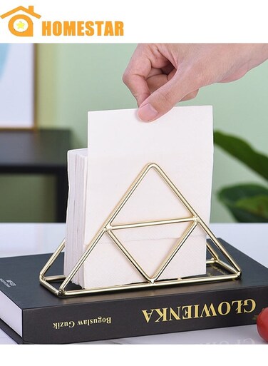 Napkin Holder for Dining Table, Tissue Paper Stand for Kitchen, Table, Home D&Atilde;&copy;cor, Office, Restaurant, Tissue Dispenser Organizer for Dinner Tables, Kitchen, Bathroom, Gold