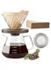SWIUKPHE V60 Hand Drip Coffee Maker 600ml, Pour Over Coffee Maker, Borosilicate Glass Carafe with 40 pcs V60 Paper Filter, Walnut Handle &amp; Glass Lid, Drip Coffee Maker for Home Caf&eacute; Restaurant Camping