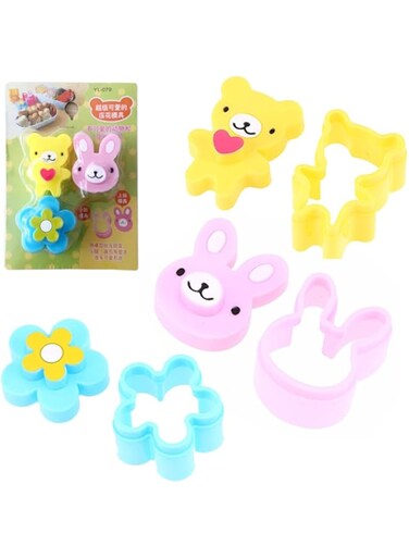 SHOWAY ECVV 3CPS Cute Mini Sandwich Cutters Shapes Set for Kids Plastic Bento Sandwich Cutters Molds, multicolor, SSZ284