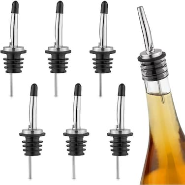 6 pcs Value Pack, Stainless Steel Pour Spouts with Sealed Dust Caps