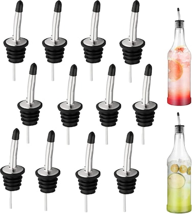 12 pc Value Pack, Stainless Steel Pour Spouts with Sealed Dust Caps