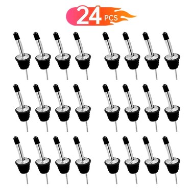 24 pcs Value Pack, Stainless Steel Pour Spouts with Sealed Dust Caps