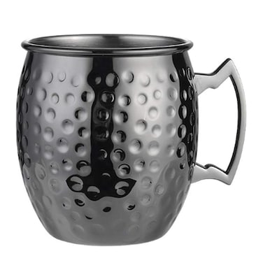 4 Pieces Value Pack, Hammered Stainless Steel Moscow Mule Mugs with Handle. 530 ml &ndash; Black