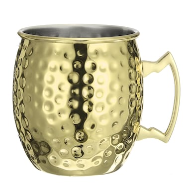 4 Pieces Value Pack, Hammered Stainless Steel Moscow Mule Mugs with Handle. 530 ml &ndash; Gold