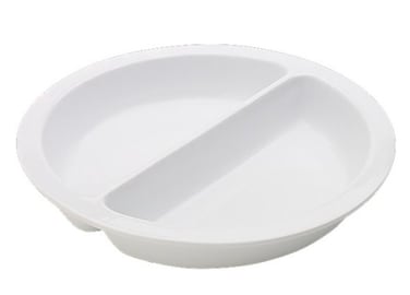 Ceramic GN Pan Round Chafing Insert with divider, Dia 39 cm