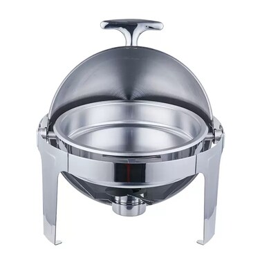 Roll Top Chafing Dish (Round) for Catering, Hotels & Restaurants, 6 liters
