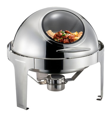Roll Top Chafing Dish (Round) with glass window for Catering, Hotels & Restaurants, 6 liters