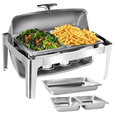 Roll Top Chafing Dish (Rectangular) for Catering, Hotels &amp; Restaurants, 9 liters
