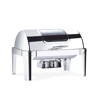 Roll Top Chafing Dish (Rectangular) with glass window for Catering, Hotels & Restaurants, 9 liters