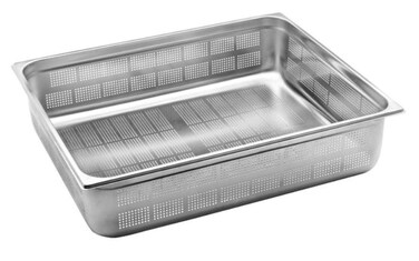 Perforated Stainless steel gastronorm (GN) container/pan 2/1 (650 x 530 x 150 mm) Capacity: 43 liters