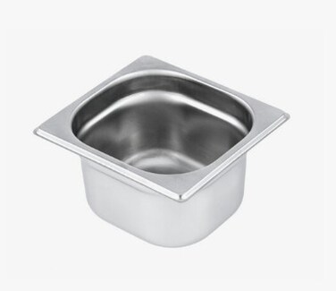 Stainless steel gastronorm (GN) container/pan 1/6 (176 x 162 x 100 mm) Capacity: 1.5 liter, Value Pack of 6 pieces