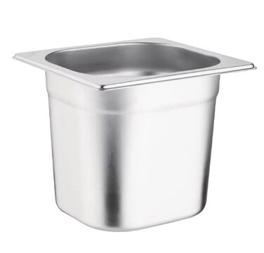 Stainless steel gastronorm (GN) container/pan 1/6 (176 x 162 x 150 mm) Capacity: 2.2 liter, Value Pack of 6 pieces