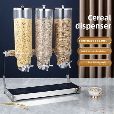 Stainless Steel Cereal Dispenser - Triple Head, 10.5 Liter