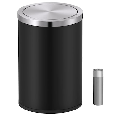 9 Liter 360&deg; Swing Lid Trash Bin Black Matte