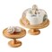 Wooden Cake Stand with Clear Glass Dome, Dia: 27 cm
