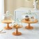 Wooden Cake Stand with Clear Glass Dome, Dia: 27 cm