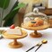 Wooden Cake Stand with Clear Glass Dome, Dia: 29 cm