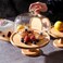 Wooden Cake Stand with Clear Glass Dome, Dia: 29 cm