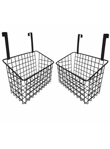 2pcs Hanging Storage Basket, Hollow Out Storage Basket For Home, Simple And Large Capacity Storage Rack For Toiletries, Iron Plants Hanging Shelf, Shampoo Shower Gel Holder Organizer, Bathroom Accessories