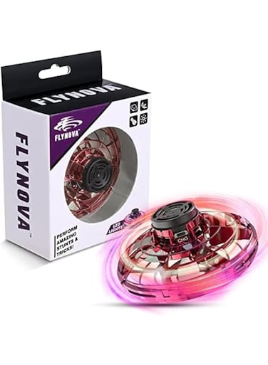 KANINO Flying Spinner, Flying Fidget Spinner with LED Lights, Kids Drone Flying Spinner,Mini Drone with USB Rechargeable for Fun Indoor Outdoor (Red)