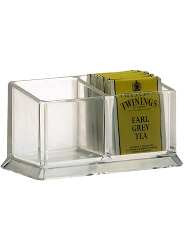 Yakri Acrylic Tea Bags Holder Coffee Sugar Bag Case Guest Room Storage Boxes - Holder for Tea Bags, Small Packets, Sweeteners,Sugar Packet, Coffee, Condiment (L16.6*W8.2*H7.5cm)