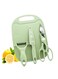 Cutting Board Set, 4-Piece Portable Mini Camping Kitchen Tool Kit with Plastic Board, Stainless Steel Knife &amp; Sheath, Peeler, and Scissors - Green