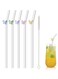 Butterfly Design Reusable Glass Straws - 7.8" x 8mm, Set of 5 with Cleaning Brush, Perfect for Smoothies, Milkshakes, Juices, and Teas. Eco-Friendly and Stylish!