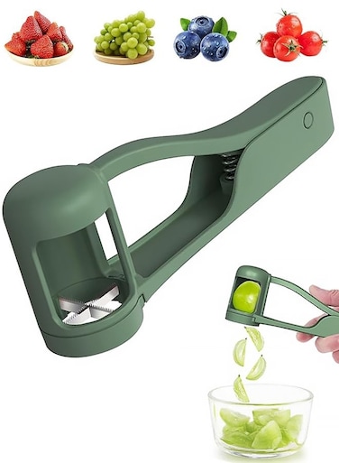 Cutter for Toddlers, Grape Slicer for Baby, Grape Tomato Cherry Strawberry Cutter Tools Into 4 Pieces for Vegetable Fruit Salad, Stainless Steel Quarter Grape Slicer Kitchen Gadget
