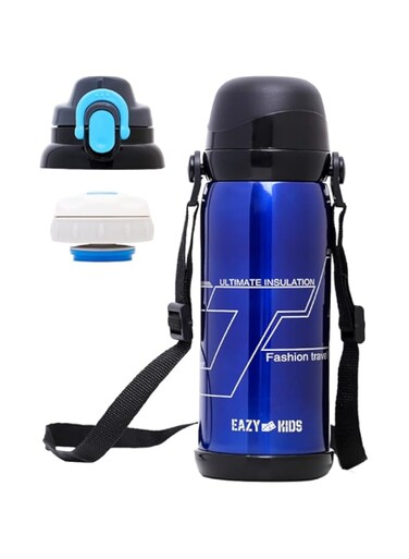 Eazy Kids - Double Wall Insulated School Water Bottle - Blue, 800Ml