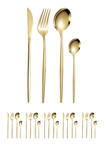 Set 24 Pieces Knife, Fork and Spoon Gold