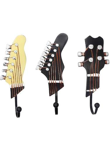 MAIPAY Gifts for Music Lovers, Guitar Music Decor, Decorative Hooks for Wall Hanging Clothes Coats Towels Keys Hats, Wall Mounted Heavy Duty (3-Pack)