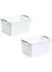 FCG Home - 2 Pack - White Basket Laundry Pantry Cupboard Storage Organizer Box Bin (Small, White)