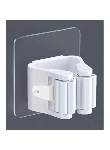 Generic 4 PCs Mop Broom Holder Wall Mount - Mop Holder Self Adhesive Broom Hanger for Home Garage Garden Laundry Room Storage, Kitchen Tools Organizer