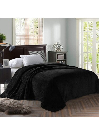 1 Piece Soft Blanket King Size Flannel Black 220x200cm