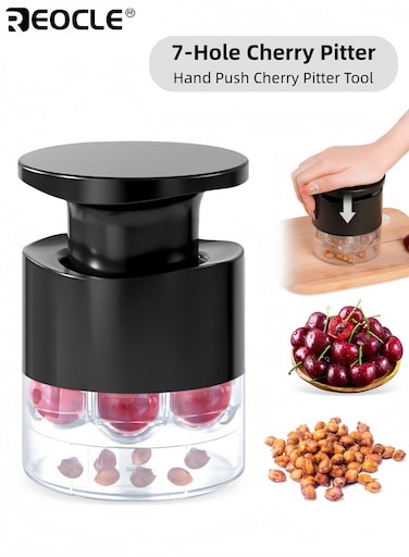 7-Hole Cherry Pitter with Efficient Seed Removal and Space Saving Design Cherry Stone Remover Tool with Durable Construction for Jam Making