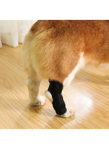 Dog Rear Leg Hock Brace, Pair of Canine Dog Leg Joint Wraps Compression Brace Protects Wounds, Heals and Prevents Injuries and Sprains Helps with Loss of Stability Caused by Arthritis (Black, L)