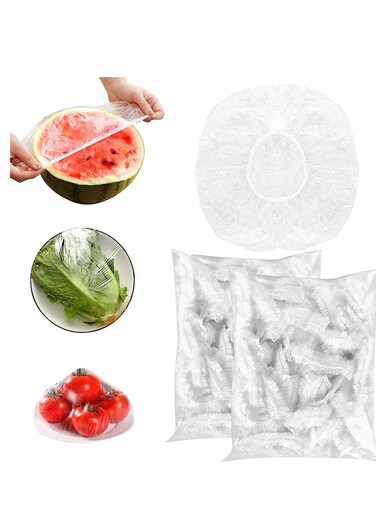 200 Pcs Fresh Keeping Bags, Elasticated Food Covers Cling Film Bag Plastic Food Covers Disposable Food Covers Plastic Wrap for Fruit Vegetables Food
