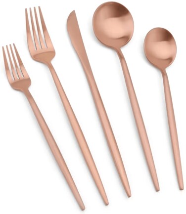 MAAC Home Opulent Rose Gold Silverware Set - Set of 20 Luxurious Elegant Durable and Classic Premium Design Cutlery Set Perfect for everyday use, and get together, restaurant, banquet