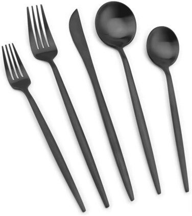 MAAC Home Sleek Black Cutlery Set for Urban Elegance - Set of 40 Luxurious Elegant Durable and Classic Premium Design Cutlery Set Perfect for everyday use, and get together, restaurant, banquet